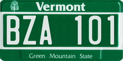 VT license plate BZA101