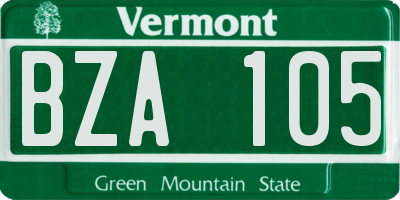 VT license plate BZA105