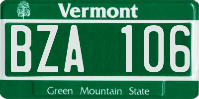 VT license plate BZA106