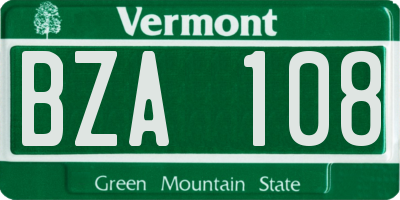 VT license plate BZA108