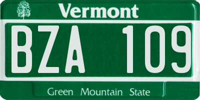 VT license plate BZA109