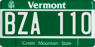 VT license plate BZA110