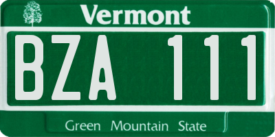 VT license plate BZA111