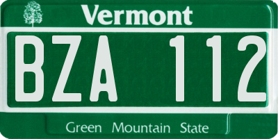 VT license plate BZA112