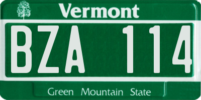 VT license plate BZA114
