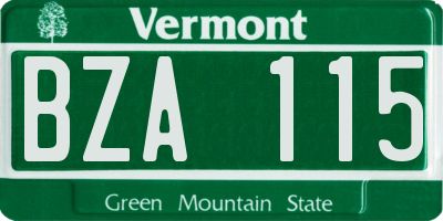 VT license plate BZA115