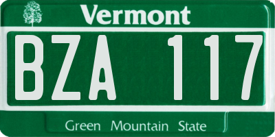 VT license plate BZA117