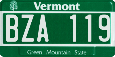 VT license plate BZA119