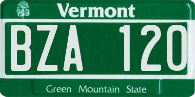 VT license plate BZA120