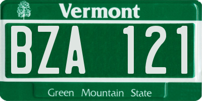 VT license plate BZA121