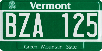 VT license plate BZA125