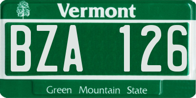 VT license plate BZA126