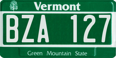 VT license plate BZA127