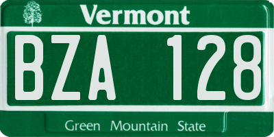 VT license plate BZA128