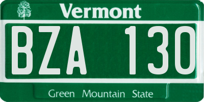 VT license plate BZA130