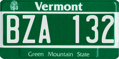 VT license plate BZA132