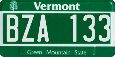 VT license plate BZA133