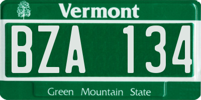 VT license plate BZA134