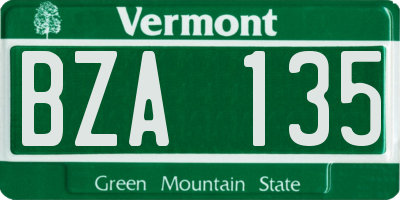 VT license plate BZA135