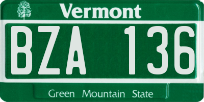 VT license plate BZA136