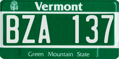 VT license plate BZA137