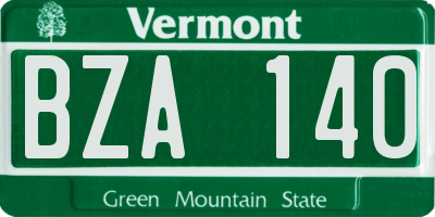 VT license plate BZA140