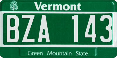 VT license plate BZA143
