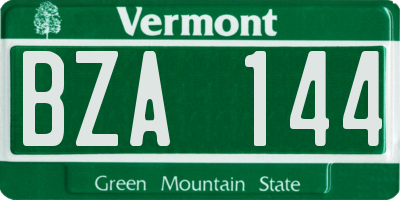 VT license plate BZA144