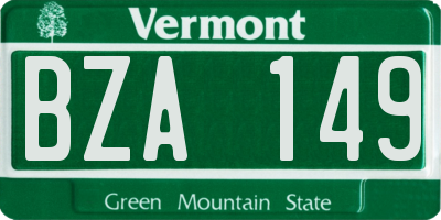VT license plate BZA149