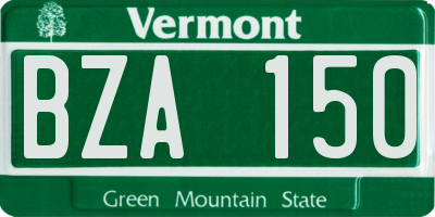 VT license plate BZA150