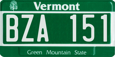 VT license plate BZA151