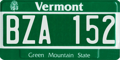 VT license plate BZA152
