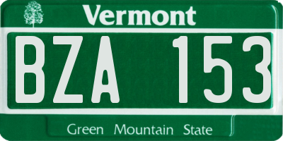 VT license plate BZA153