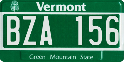 VT license plate BZA156