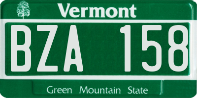 VT license plate BZA158