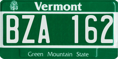 VT license plate BZA162