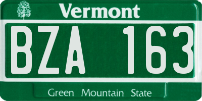 VT license plate BZA163