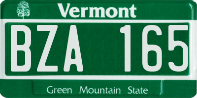 VT license plate BZA165
