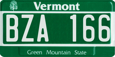 VT license plate BZA166