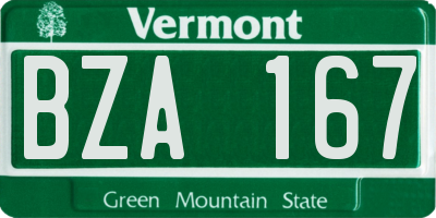 VT license plate BZA167