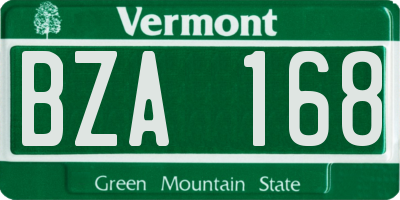 VT license plate BZA168