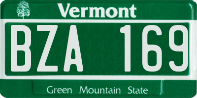 VT license plate BZA169