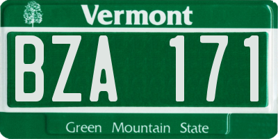 VT license plate BZA171