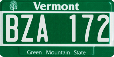 VT license plate BZA172