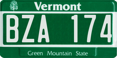 VT license plate BZA174