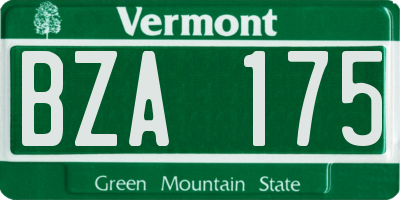 VT license plate BZA175