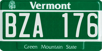 VT license plate BZA176