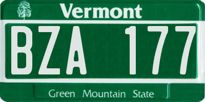 VT license plate BZA177