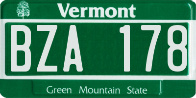 VT license plate BZA178