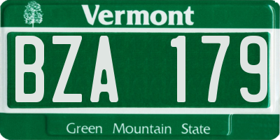 VT license plate BZA179